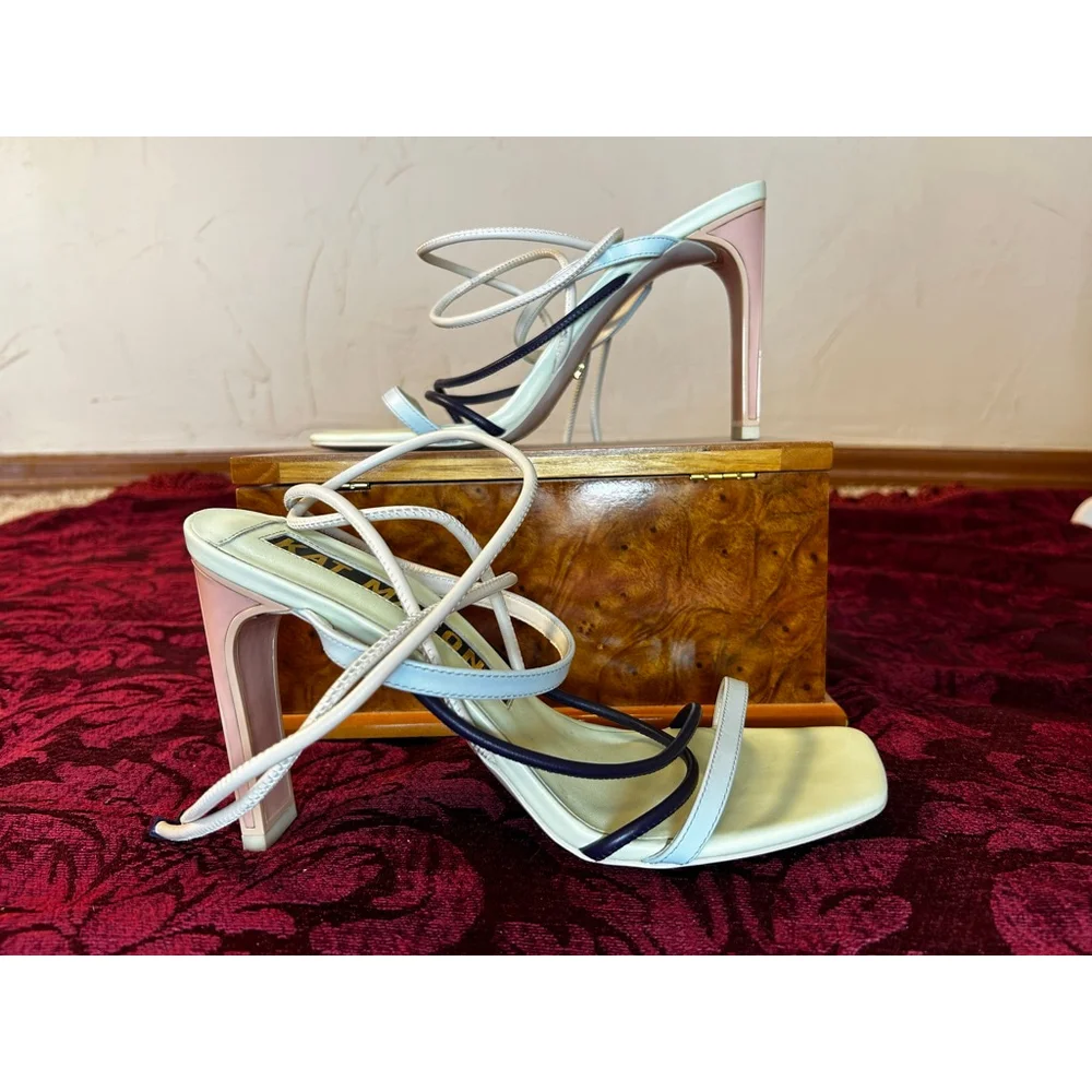 Kat Maconie Heels Size 10 White Pink Blue